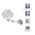 bathroom silver wall mounted round shape make up shaving led mirror with light